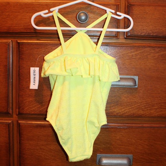 ❄️5/$25🎄Old Navy Size 4T Yellow Pointelle Print Bathing-Suit New - Picture 3 of 4
